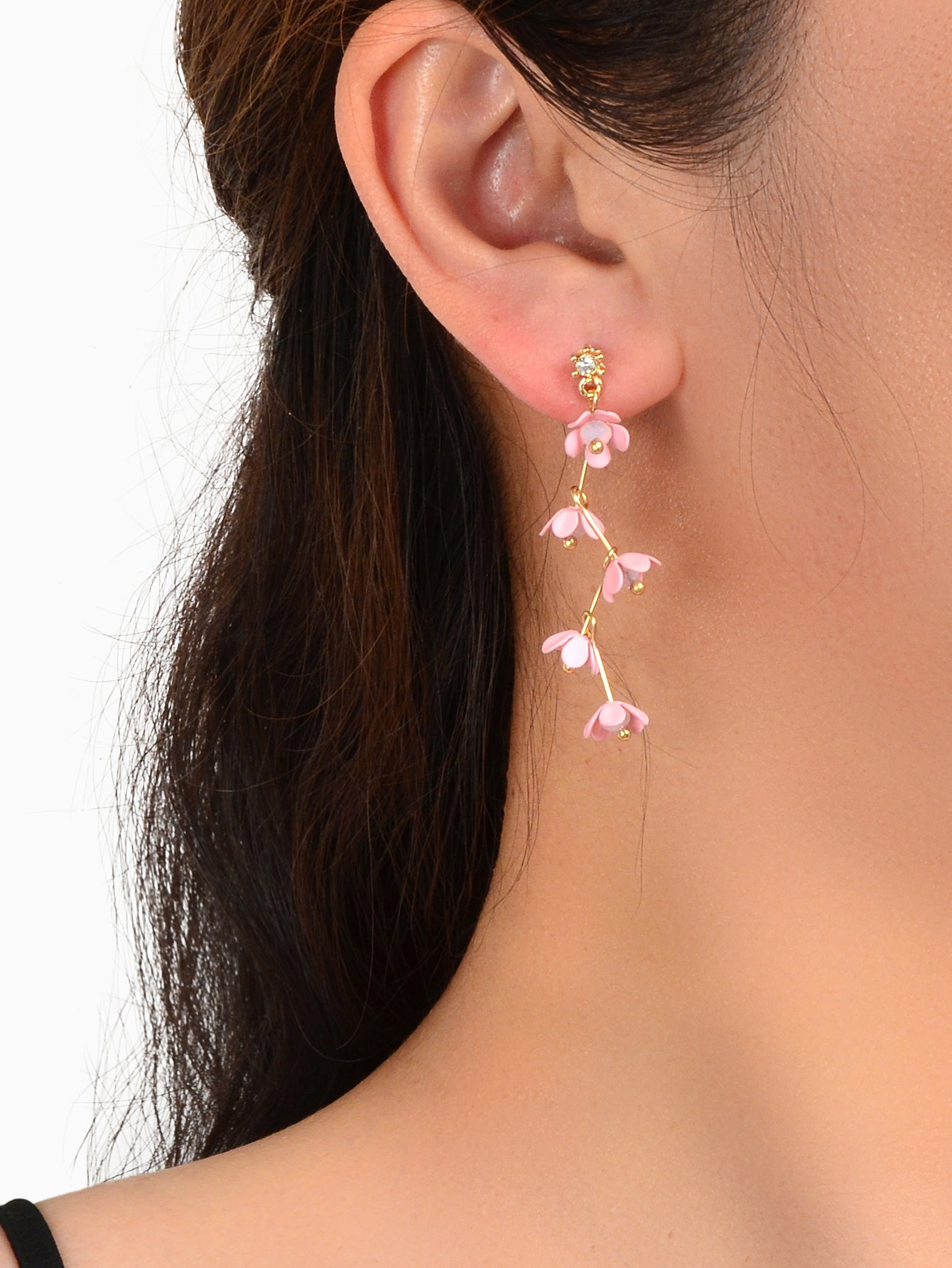 Beautiful Bijoux Pink Flower Pierced Hypoallergenic Dangle Trendy Earrings Gift