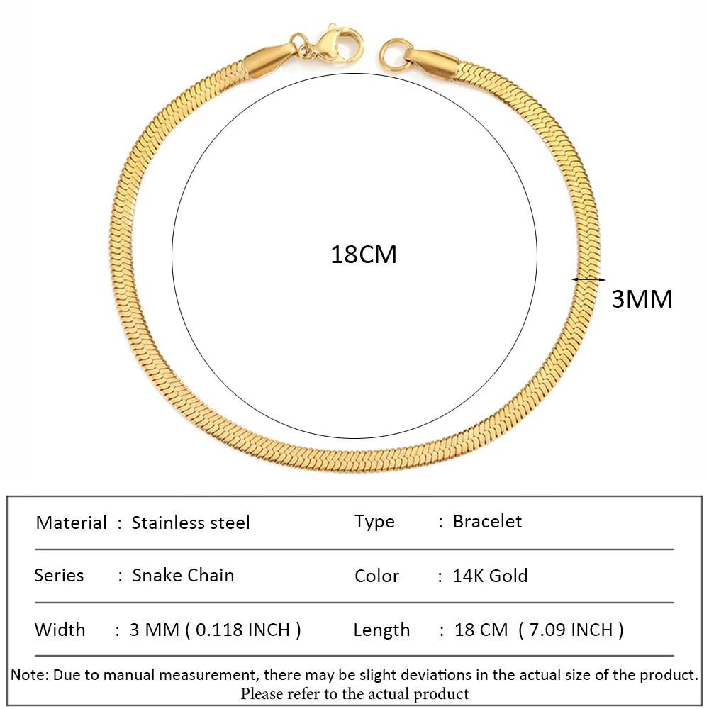 Classic Snake Chain Bracelets for Women Trend Fashion Stainless Steel Cuban Chain Bracelet Trendy Woman Gifts Jewelry