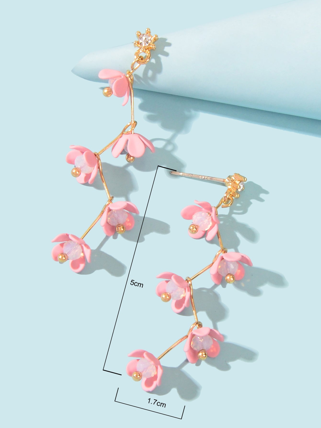 Beautiful Bijoux Pink Flower Pierced Hypoallergenic Dangle Trendy Earrings Gift