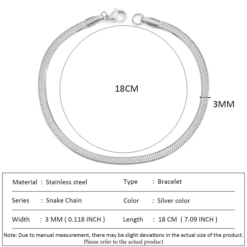 Classic Snake Chain Bracelets for Women Trend Fashion Stainless Steel Cuban Chain Bracelet Trendy Woman Gifts Jewelry