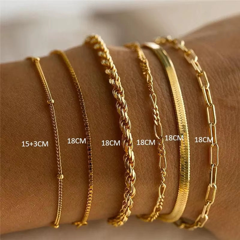 Classic Snake Chain Bracelets for Women Trend Fashion Stainless Steel Cuban Chain Bracelet Trendy Woman Gifts Jewelry