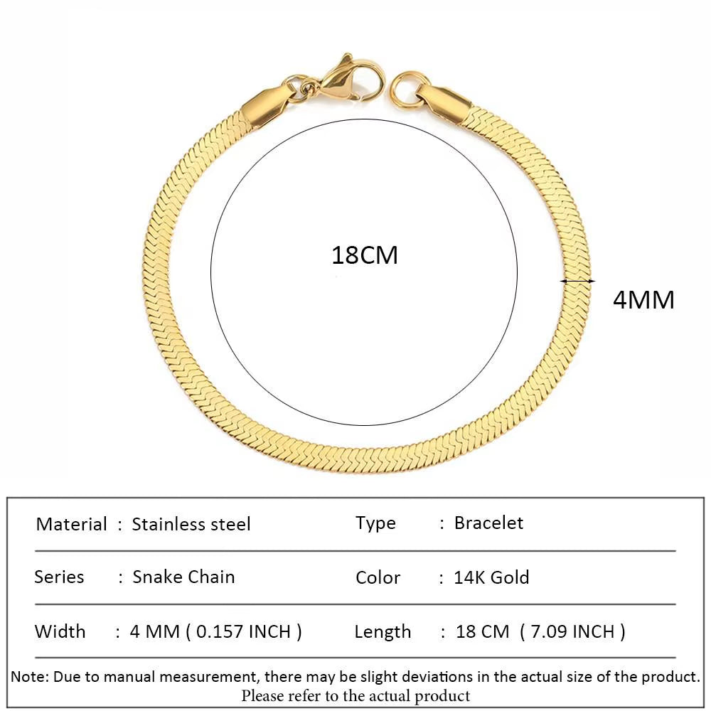 Classic Snake Chain Bracelets for Women Trend Fashion Stainless Steel Cuban Chain Bracelet Trendy Woman Gifts Jewelry