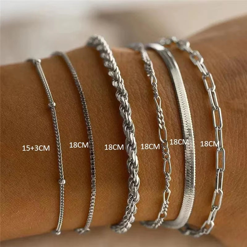 Classic Snake Chain Bracelets for Women Trend Fashion Stainless Steel Cuban Chain Bracelet Trendy Woman Gifts Jewelry