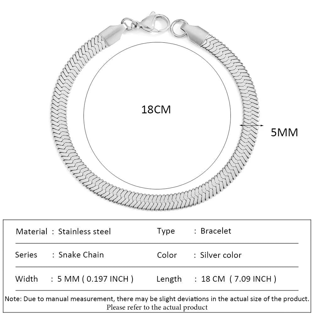 Classic Snake Chain Bracelets for Women Trend Fashion Stainless Steel Cuban Chain Bracelet Trendy Woman Gifts Jewelry