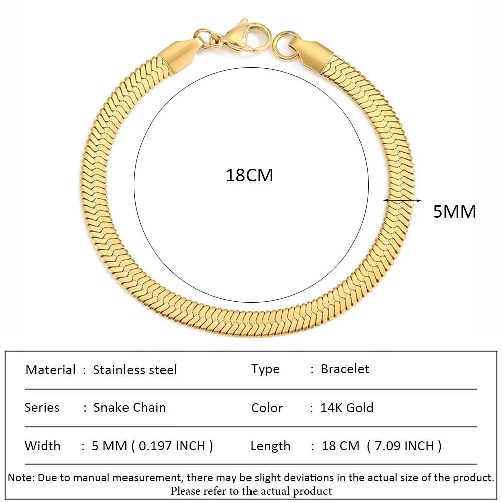 Classic Snake Chain Bracelets for Women Trend Fashion Stainless Steel Cuban Chain Bracelet Trendy Woman Gifts Jewelry