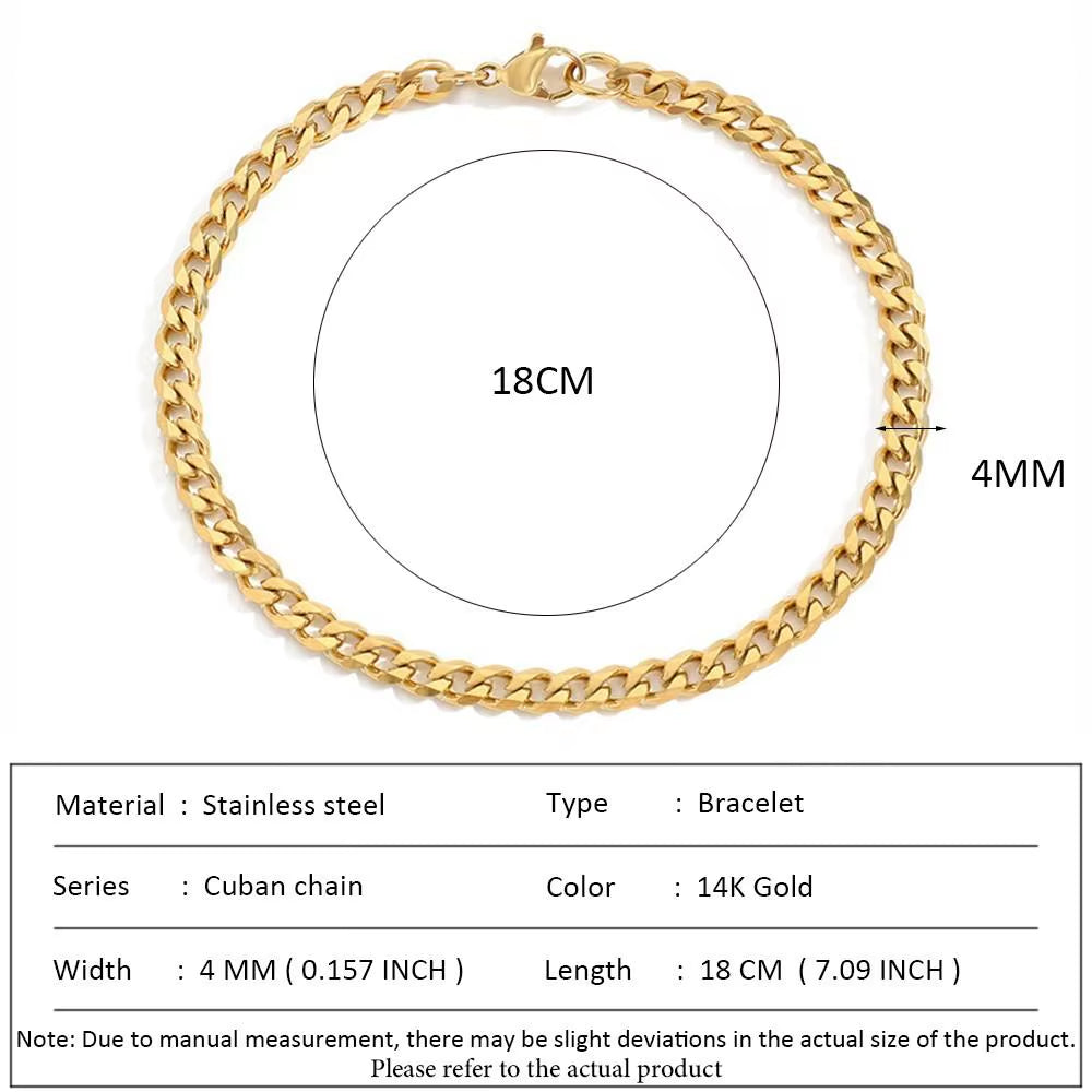 Classic Snake Chain Bracelets for Women Trend Fashion Stainless Steel Cuban Chain Bracelet Trendy Woman Gifts Jewelry