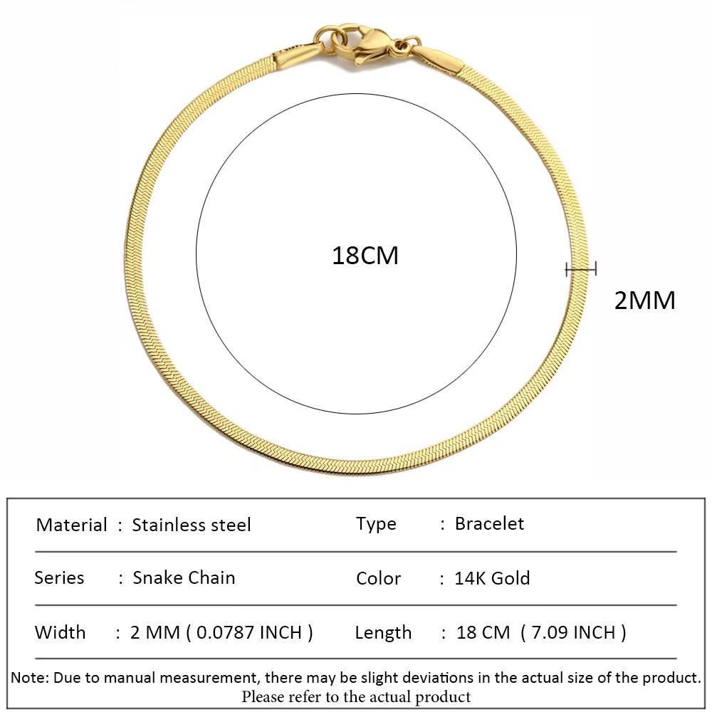 Classic Snake Chain Bracelets for Women Trend Fashion Stainless Steel Cuban Chain Bracelet Trendy Woman Gifts Jewelry