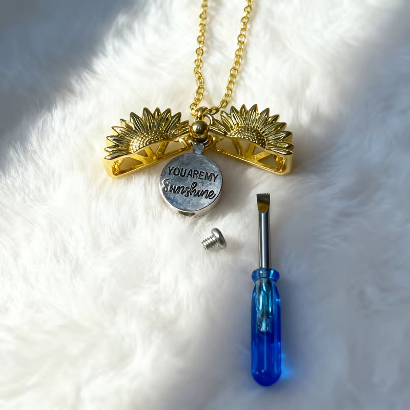 1Pcs You Are My Sunshine Sunflower Pet Urn Ashes Ash Ash Necklace