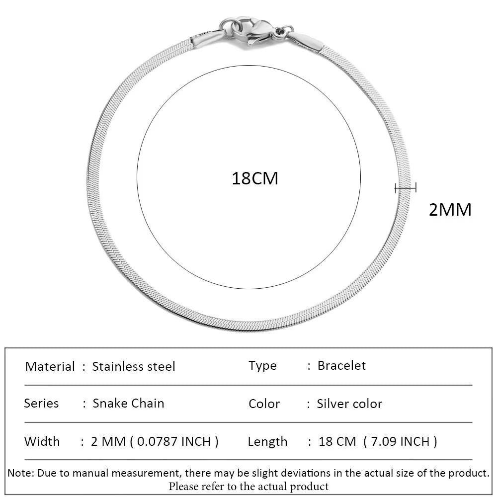 Classic Snake Chain Bracelets for Women Trend Fashion Stainless Steel Cuban Chain Bracelet Trendy Woman Gifts Jewelry